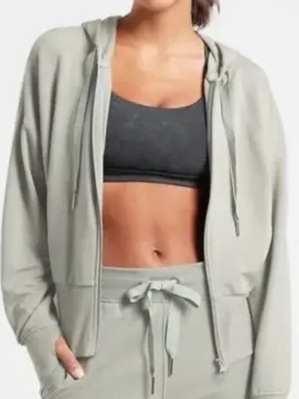 Athleta Women’s XL Balance Full Zip Hoodie Sweatshirt Sage Green Activewear Gym